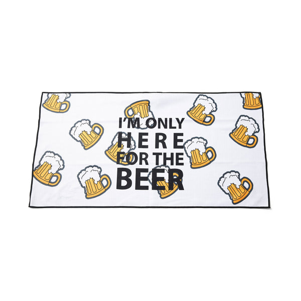Here for Beer White Micofibre Players Towel